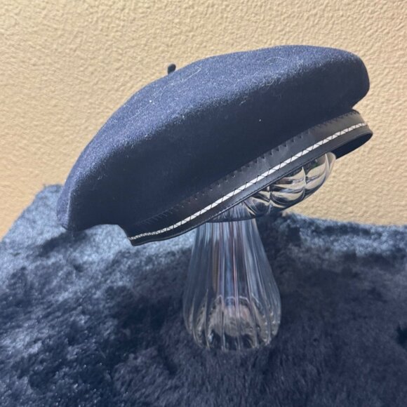 Vintage French Beaubasc Pure Wool Beret Hat Black - Picture 2 of 5